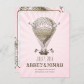 PixDezines/rett-Datum/Vintager Heißluftballon Ankündigungspostkarte (Vorne/Hinten)
