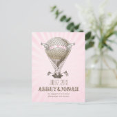 PixDezines/rett-Datum/Vintager Heißluftballon Ankündigungspostkarte (Stehend Vorderseite)