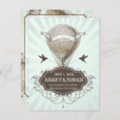 PixDezines/rett-Datum/Vintager Heißluftballon Ankündigungspostkarte (Vorne/Hinten)