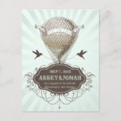 PixDezines/rett-Datum/Vintager Heißluftballon Ankündigungspostkarte (Vorderseite)