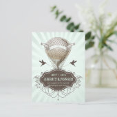 PixDezines/rett-Datum/Vintager Heißluftballon Ankündigungspostkarte (Stehend Vorderseite)