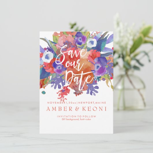 PixDezines Rett Datum/Wasserfarbe/Herbst Save The Date (Stehend Vorderseite)