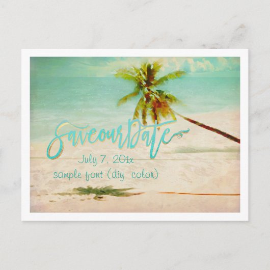 PixDezines/rett unser Datum/Vintager tropischer St Ankündigungspostkarte (Vorderseite)