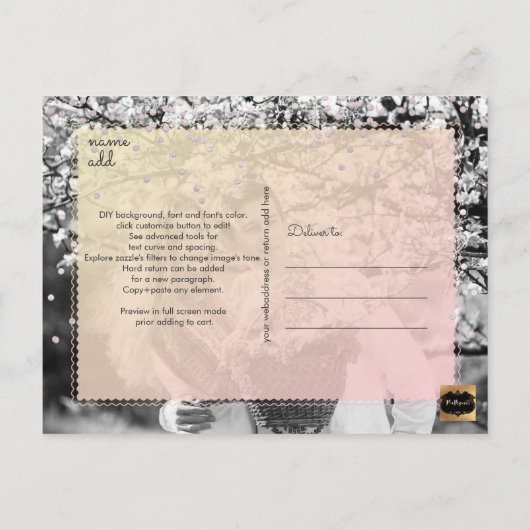 PixDezines Rette das Datum/Blush Pink Confetti Ankündigungspostkarte (Rückseite)