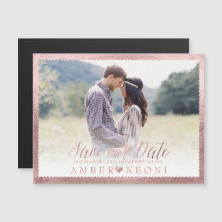 PixDezines Rette unsere Date/Imitats Rose Gold Magneteinladung