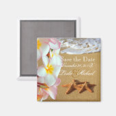 PixDezines Retten Datum, Strand+Plumeria+Starfish Magnet (Vorderseite/Rückseite)