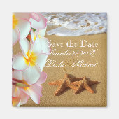 PixDezines Retten Datum, Strand+Plumeria+Starfish Magnet (Vorne)