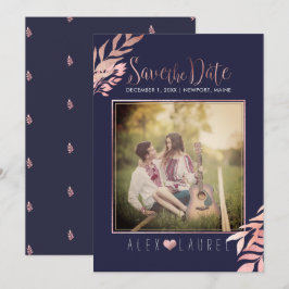 PixDezines Rettete Datum/Imitate Rose Gold Foliage Einladung