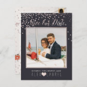 PixDezines Rettete Datum/Rosa Konfetti Ankündigungspostkarte (Vorne/Hinten)