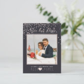 PixDezines Rettete Datum/Rosa Konfetti Ankündigungspostkarte (Stehend Vorderseite)