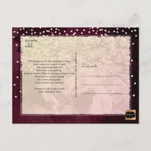 PixDezines Rettete Datum/Rosa Konfetti Ankündigungspostkarte (Rückseite)