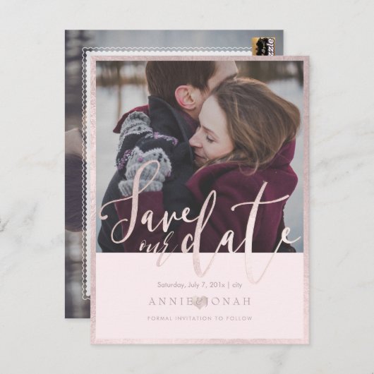 PixDezines Rettete unser Datum, lustiger Script-Sc Postkarte (Vorne/Hinten)