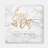 PixDezines Rettete unser Datum/Marmor+Imitate Gold Magnet (Vorne)