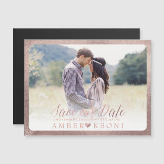 PixDezines Rettete unsere Datums-/Imitats-Rose Gol Magneteinladung