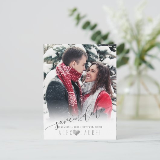 PixDezines Rettete unsere Datumskalligraphie-DIY-F Postkarte (Stehend Vorderseite)