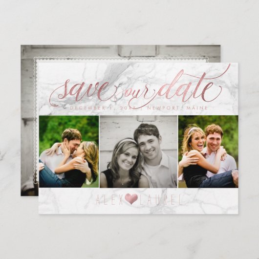 PixDezines Rettete unsere Rose Datum/Imitate Gold+ Postkarte (Vorne/Hinten)