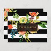 PixDezines-Rezept Mitzvah/DIYstripes/floral Einladung (Vorne/Hinten)