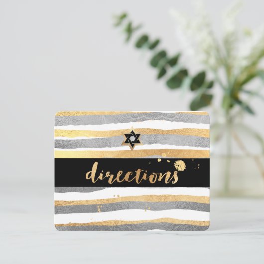 PixDezines Richtung/silber/gold/Streifen/mitzvah Begleitkarte (Stehend Vorderseite)