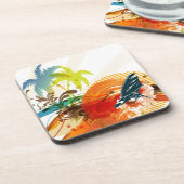 PixDezines riptide Surfer/Deuchhintergrundfarbe Untersetzer (Linke Seite)