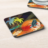 PixDezines riptide Surfer/Deuchhintergrundfarbe Untersetzer (Linke Seite)
