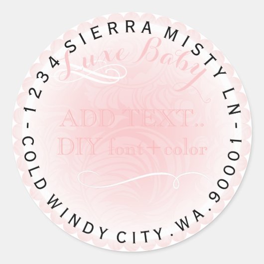 PixDezines rosa Doillie mit Rollen Runder Aufkleber (Vorderseite)