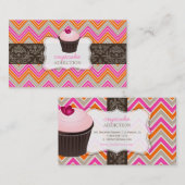 PixDezines rosa Herzkuchen+Zickzack Visitenkarte (Vorne/Hinten)