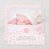 PixDezines-Rosa-Hippo+Leopard-Geburtsankündigung Ankündigung (Vorne/Hinten)