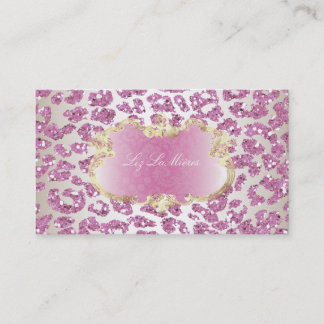 PixDezines rosa Leopard/Champagner Visitenkarte