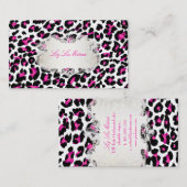 PixDezines rosa Leopardruck/klassische Etiketten Visitenkarte (Vorne/Hinten)