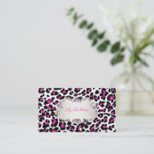 PixDezines rosa Leopardruck/klassische Etiketten Visitenkarte (Stehend Vorderseite)