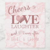 PixDezines Rosa Marmor+Imitate Rose Goldenes Herz Weinetikett (Einzelnes Label)