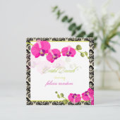 PixDezines rosa Orchid+Olivia Damask/Brautbrunch Einladung (Stehend Vorderseite)