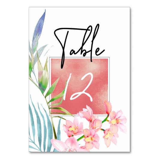 PixDezines Rosa Orchid Tabelle Nr. Tischnummer (Rückseite)