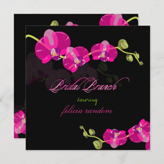 PixDezines rosa Orchidee/Bridal Brunch/DJ Farbe! Einladung (Vorne/Hinten)
