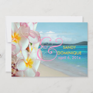 PixDezines Rosa Plumeria+Schwünge/tropische Hochze Einladung