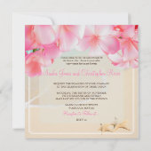 PixDezines rosa Plumeria+Strand+Seesterne Einladung (Rückseite)