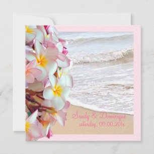 PixDezines rosa Plumerie/Strand/DIY-Hintergrund Einladung