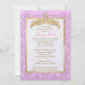 PixDezines rosa Rossi-Damast/dunkle Hintergrundfar Einladung (Rückseite)