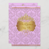 PixDezines rosa Rossi-Damast/dunkle Hintergrundfar Einladung (Vorne/Hinten)