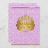 PixDezines rosa Rossi-Damast/dunkle Hintergrundfar Einladung (Vorne/Hinten)