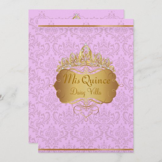 PixDezines rosa Rossi-Damast/dunkle Hintergrundfar Einladung (Vorne/Hinten)