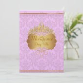 PixDezines rosa Rossi-Damast/dunkle Hintergrundfar Einladung (Stehend Vorderseite)