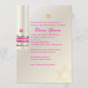 PixDezines Rosa Tallit/Bat Mitzvah Einladung