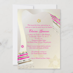 PixDezines Rosa Tallit/Bat Mizwa Einladung