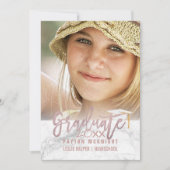 PixDezines Rose Abschluss Gold/Marmor Einladung (Vorderseite)