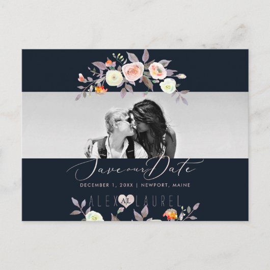 PixDezines Rose, Aquarellfarben, Save the Date Postkarte (Vorderseite)