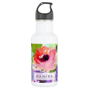 PixDezines Rose Floral/Wasserfarbe/Wasser Edelstahlflasche