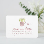 PixDezines Rose Gold Ananas/rett unser Datum Save The Date (Stehend Vorderseite)