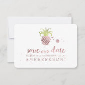 PixDezines Rose Gold Ananas/rett unser Datum Save The Date (Vorderseite)