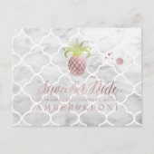 PixDezines Rose Gold/Ananas/Rett unseres Datums Ankündigungspostkarte (Vorderseite)